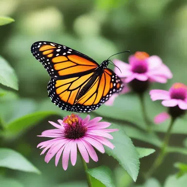 As they strolled through the botanical garden, they were enchanted by the sight of a monarch butterfly gracefully fluttering in the air.