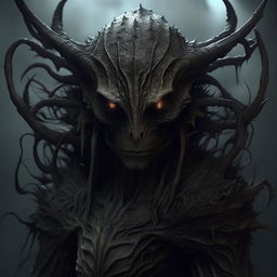 Generate an image of a creature imbued with Gothic style elements, featuring eerie characteristics and dark, brooding aesthetics.