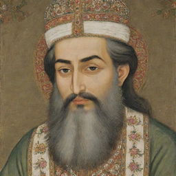 A close shot of Emperor Aurangzeb in deep prayer from the Qur'an, depicted in a 17th-century Mughal style side-faced painting, full of rich and ornate detailing.