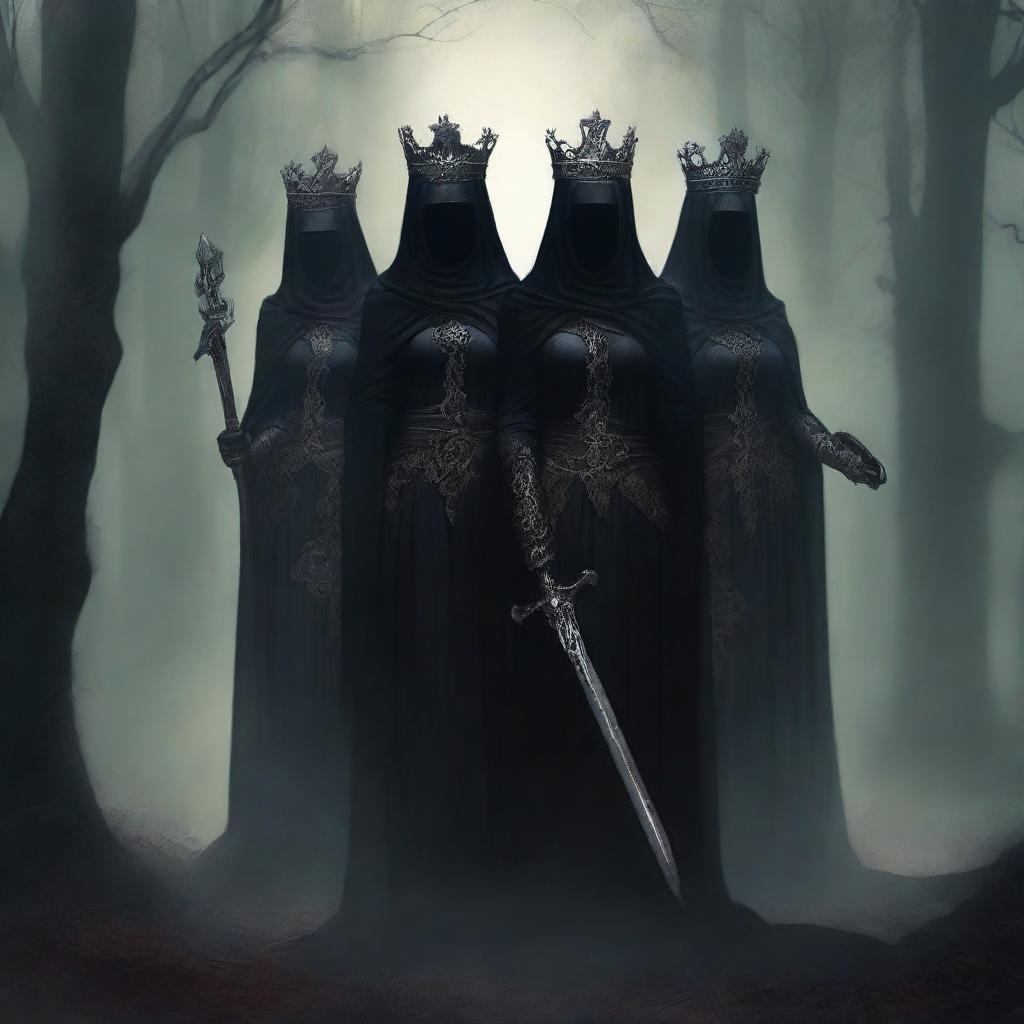 A high-quality digital art image, depicting a very dark fantasy theme