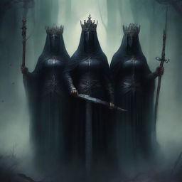 A high-quality digital art image, depicting a very dark fantasy theme