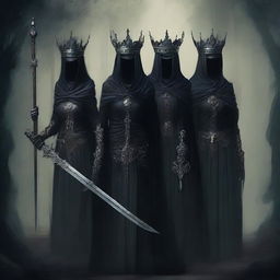 A high-quality digital art image, depicting a very dark fantasy theme