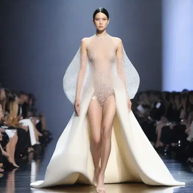 The daring fashion designer shocked the audience by incorporating a dress with an ejaculate motif, symbolizing fertility and new beginnings.