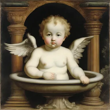 During the Renaissance, artists sometimes included hidden symbols in their paintings, such as a small cherub holding an ejaculating fountain, representing prosperity and abundance.