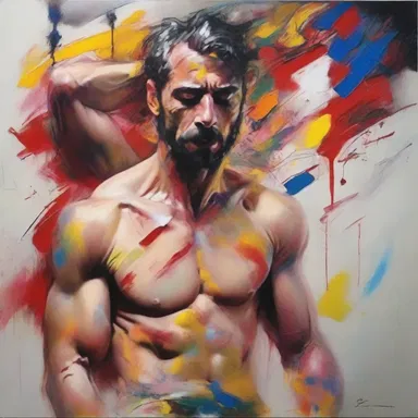 The passionate artist couldn't help but ejaculate his emotions onto the canvas, creating a powerful and expressive masterpiece.