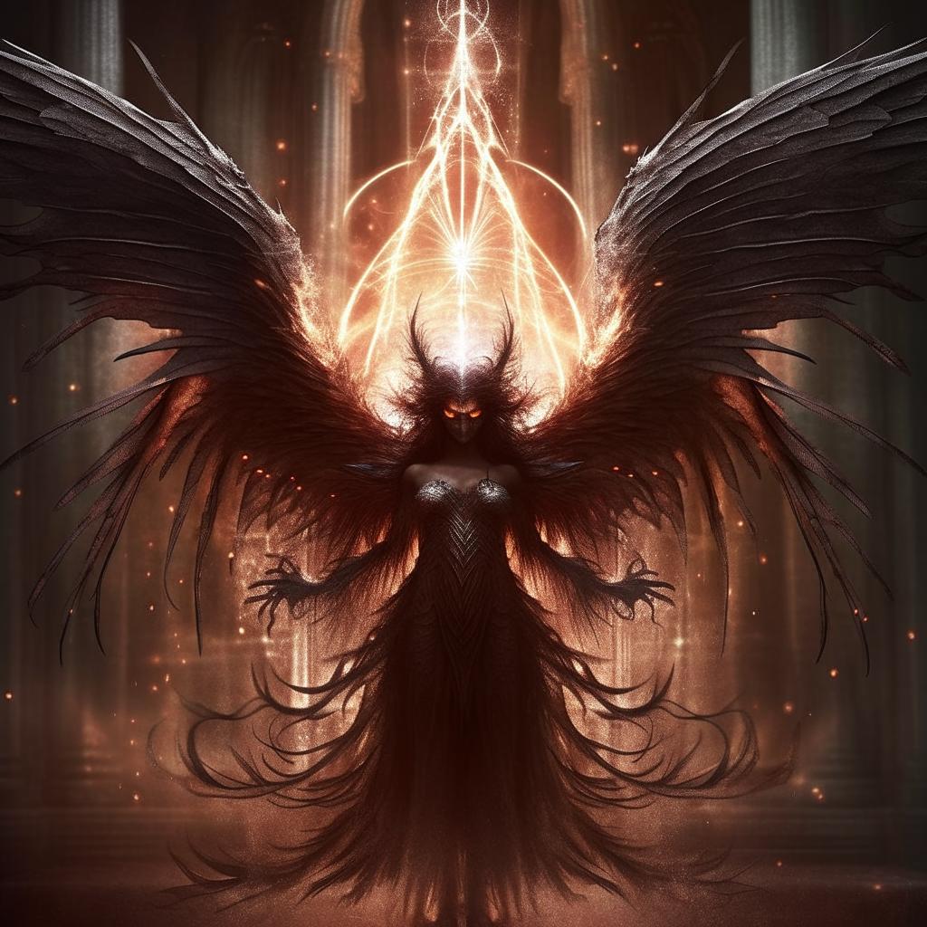 Generate the Gothic creature with wings, now creating an enchanting spell. Capture the energy radiating from its spell casting and the ominous aura it exudes.