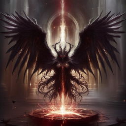 Generate the Gothic creature with wings, now creating an enchanting spell. Capture the energy radiating from its spell casting and the ominous aura it exudes.