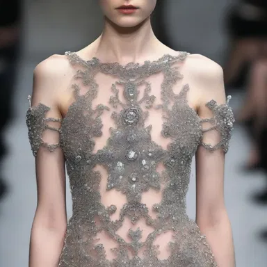 The designer meticulously hand-sewed each bead onto the dress, showcasing her painstaking attention to detail.