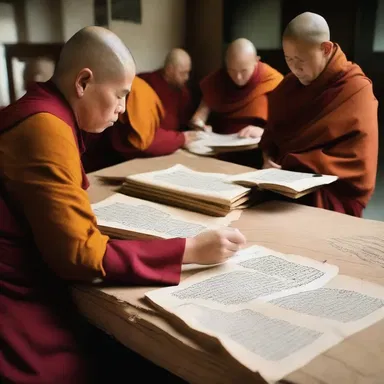 The monks diligently transcribed ancient scriptures, displaying their painstaking dedication to preserving religious texts.