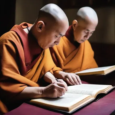 The monks diligently transcribed ancient scriptures, displaying their painstaking dedication to preserving religious texts.