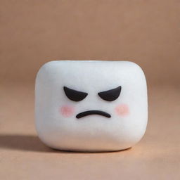 A marshmallow with furrowed eyebrows and a scowling face, radiating an aura of anger.