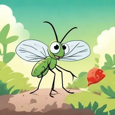 In the cartoon, the main character is constantly bothered by a mischievous fungus gnat buzzing around his head.