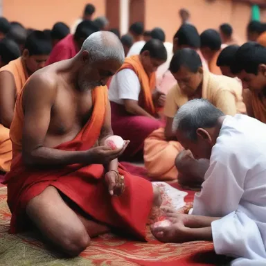 During the pilgrimage, the devotees prayed for healing from their pock-infected wounds.