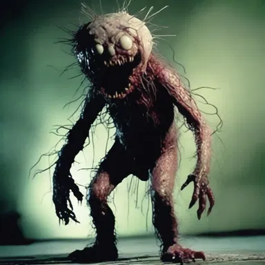 The horror movie depicted a terrifying creature with pocks all over its body.