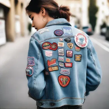 She decided to pock her denim jacket with various patches to give it a unique and personalized look.