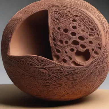 The artist used a sharp knife to pock intricate patterns into the clay sculpture, adding depth and texture to the artwork.