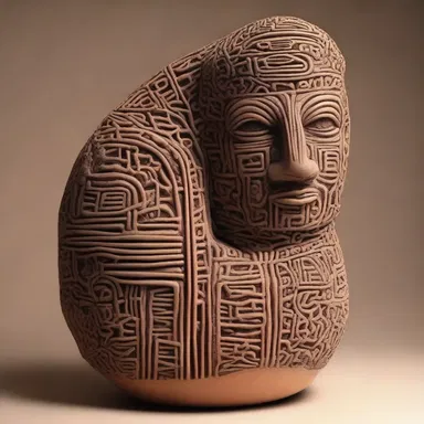 The artist used a sharp knife to pock intricate patterns into the clay sculpture, adding depth and texture to the artwork.