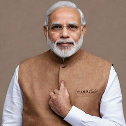 Create a respectful and professional portrait of Narendra Modi, the current Prime Minister of India.