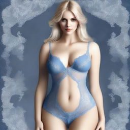 This is a high-quality digital art image of a blonde woman with an hourglass figure