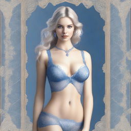 This is a high-quality digital art image of a blonde woman with an hourglass figure