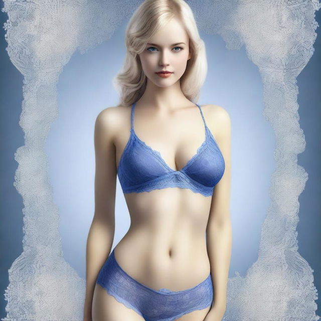 This is a high-quality digital art image of a blonde woman with an hourglass figure