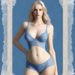 This is a high-quality digital art image of a blonde woman with an hourglass figure