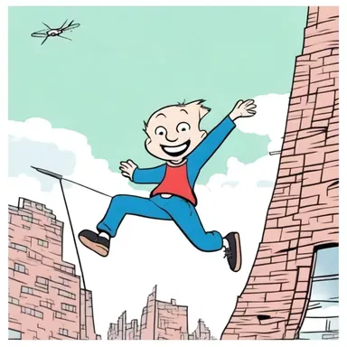 In the cartoon, the character's fall from a height was accompanied by a loud clangour.