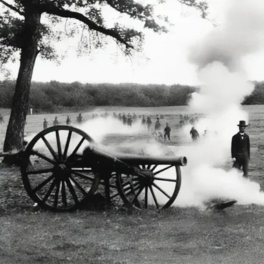 During the Battle of Gettysburg, the clash of swords and the clangour of cannons filled the air.