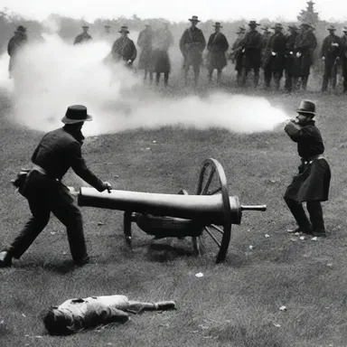 During the Battle of Gettysburg, the clash of swords and the clangour of cannons filled the air.