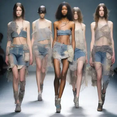The fashion designer's collection depicted the consequences of pauperization through tattered clothing and worn-out accessories.