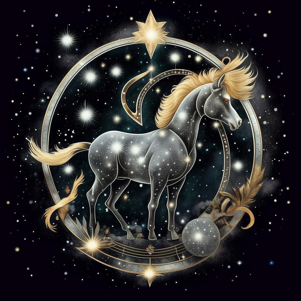 Illustrate a zodiac Sagittarius symbol, signifying someone born on November 22, 1993, surrounded by celestial elements representing 3:07 AM.