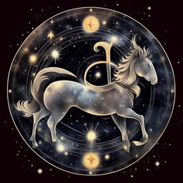 Illustrate a zodiac Sagittarius symbol, signifying someone born on November 22, 1993, surrounded by celestial elements representing 3:07 AM.