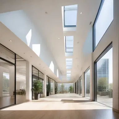 The modern design of the building allows for natural light to transpire throughout the entire space.