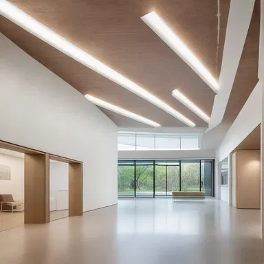 The modern design of the building allows for natural light to transpire throughout the entire space.