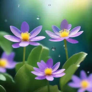 In the magical realm of fairies, the enchanted flowers transpire a shimmering water vapor, creating a mystical atmosphere.