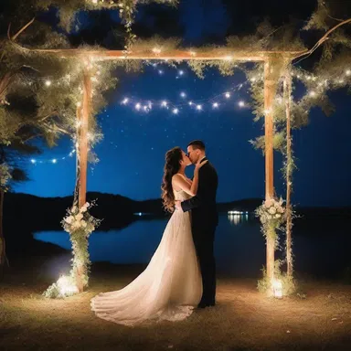 Underneath the starry night sky, the couple's love transpired like a gentle mist, creating a dreamlike ambiance.