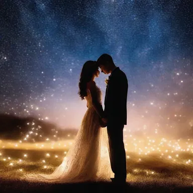 Underneath the starry night sky, the couple's love transpired like a gentle mist, creating a dreamlike ambiance.