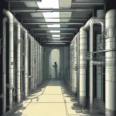 In the novel, the protagonist discovers a hidden room filled with pneumatic tubes used to transport messages.