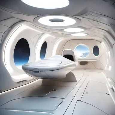 The futuristic spaceship is powered by a complex pneumatic system that enables it to travel smoothly through zero gravity.