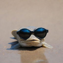 An amusing mudskipper fish comically wearing a pair of sleek sunglasses.