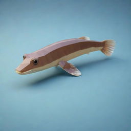 A low poly rendition of a mudskipper fish with clear edges and minimalistic design.