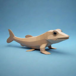 A low poly rendition of a mudskipper fish with clear edges and minimalistic design.