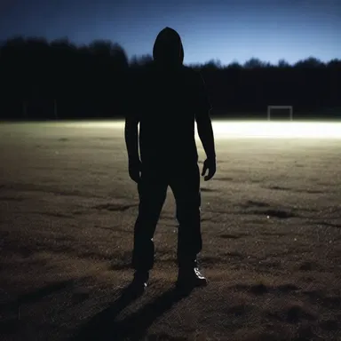 As the shadowy figure approached the abandoned football field, the eerie sound of a place-kicking echoed through the night.