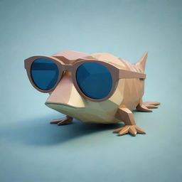 A unique, low poly art of a mudskipper fish wearing sleek sunglasses.