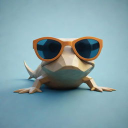 A unique, low poly art of a mudskipper fish wearing sleek sunglasses.