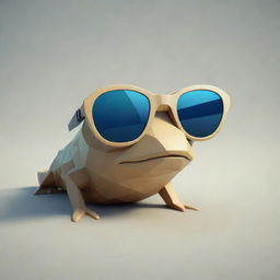 A unique, low poly art of a mudskipper fish wearing sleek sunglasses.