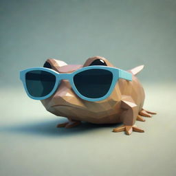 A unique, low poly art of a mudskipper fish wearing sleek sunglasses.