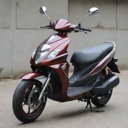 A Yamaha Xeon GT 125 scooter customized to resemble the Kamen Rider Knight theme, complete with a dark red and silver color scheme.