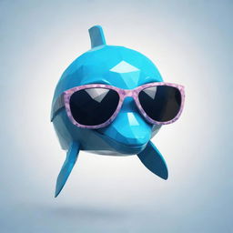 A unique, low poly art of a dolphin wearing cool sunglasses and looking mischievous.