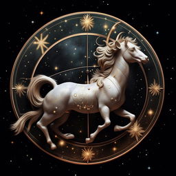 Create an artful representation of the zodiac sign Sagittarius, symbolizing an individual born on November 22, 1993, with celestial elements suggesting a birth time of 3:07 am.